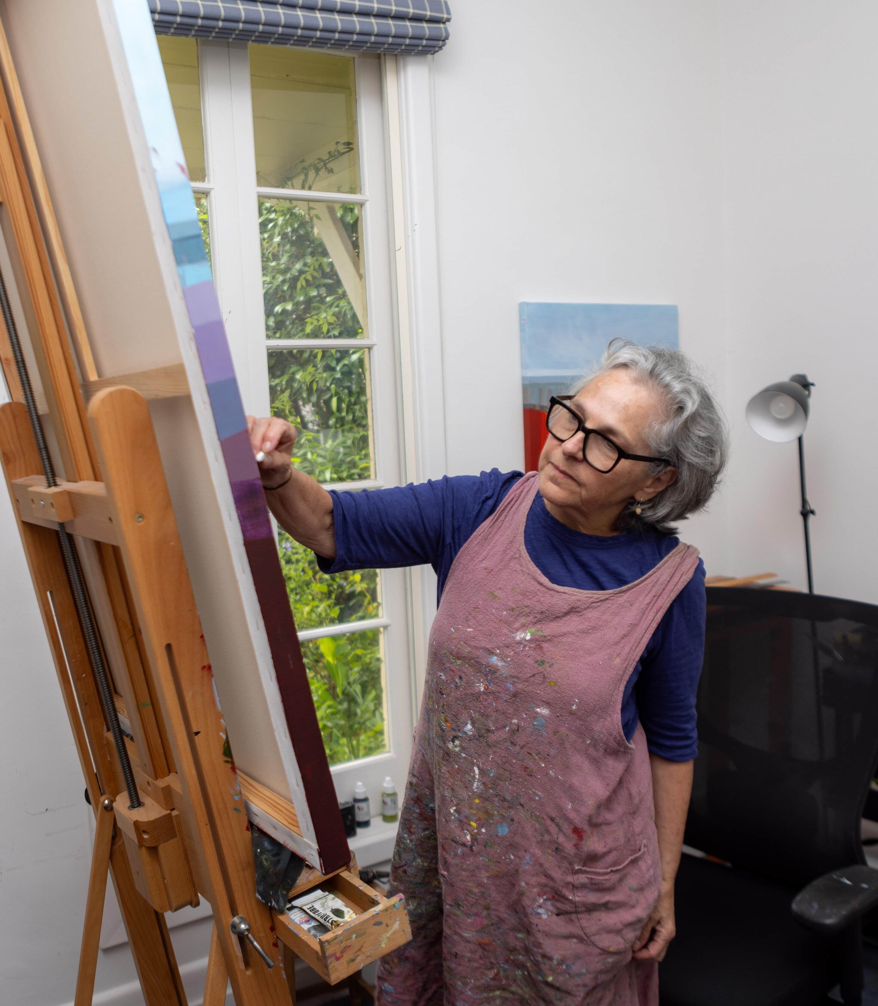 Gena's photo of me at easel (Edit)